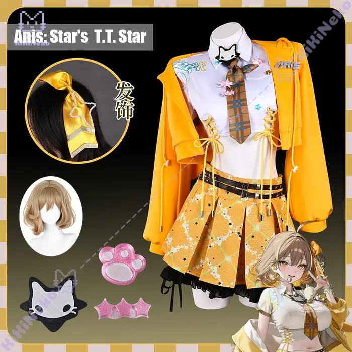 Jeu Nikke Anis Star's T.T. Perruque de Costume de Cosplay Star