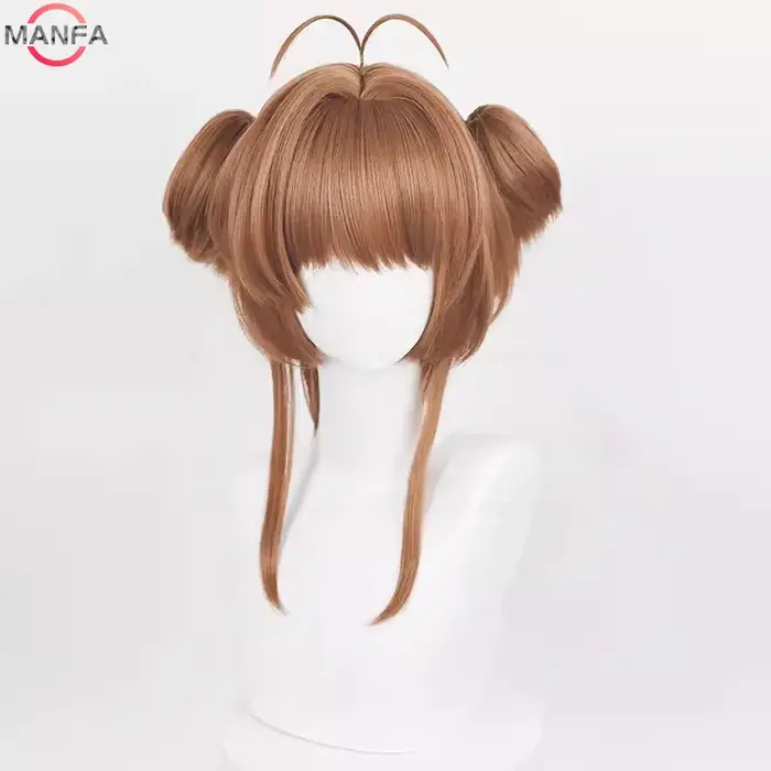 Perruque de Cosplay Anime Sakura Kinomoto, perruque courte de 46cm pour femmes et filles, cheveux sy