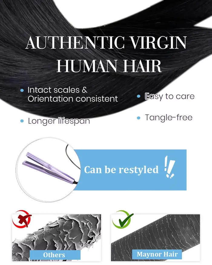 Extensions de cheveux humains à pointe droite