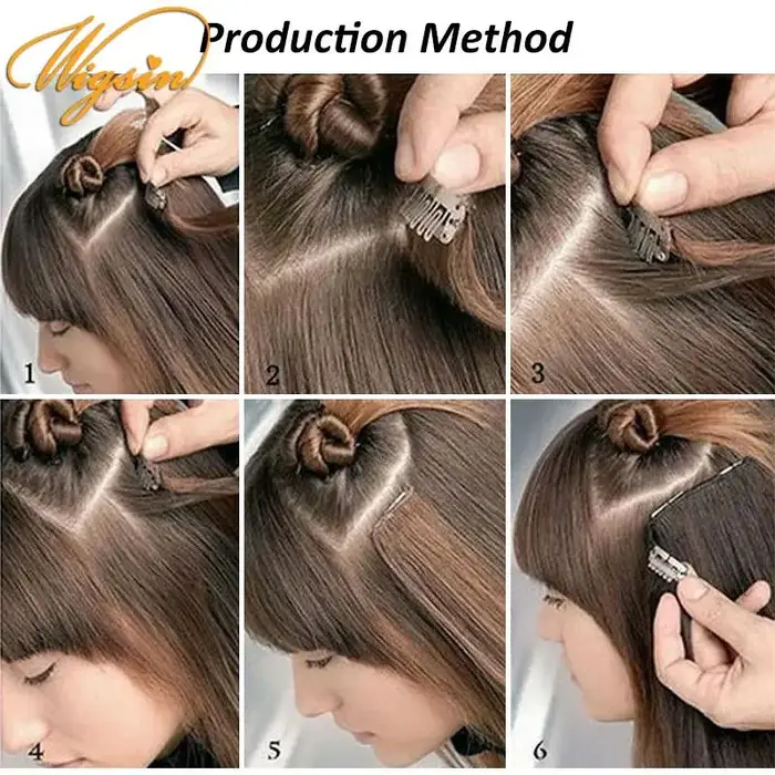 WIGSIN 6 pièces/ensemble synthétique 24 pouces longue Extension de cheveux raides postiche soyeuse p