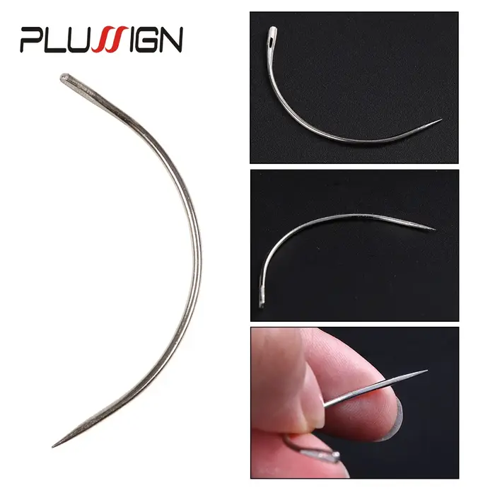 Plussign 12 pièces/lot aiguilles incurvées en acier inoxydable Type C perruque faisant des aiguilles