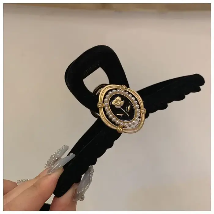 Regal noir velours Vintage Rose femmes bandeaux pince à cheveux Goth mariée diadème fleur bijoux coiffure