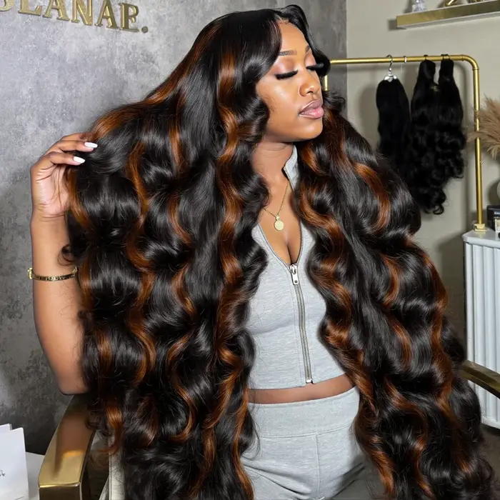 Perruque Lace Front Ombrée avec Mèches, Cheveux Humains, 13x4 HD, Ondulée, Densité 200, Couleur P1B/