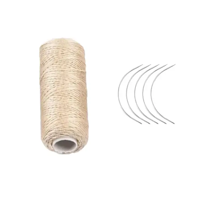 Fil de tissage de cheveux, fil à coudre en coton avec aiguille incurvée en C pour la fabrication de