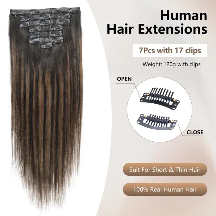 7 pièces pince sans couture dans les Extensions de cheveux