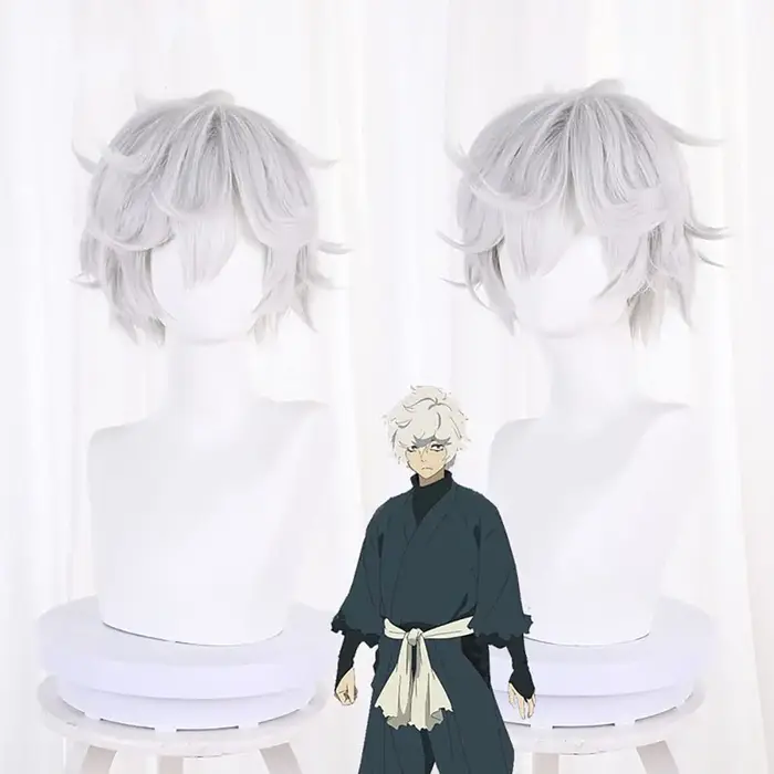 Gabimaru Anime Jigokuraku Perruque Courte Bouclée pour Hommes et Garçons