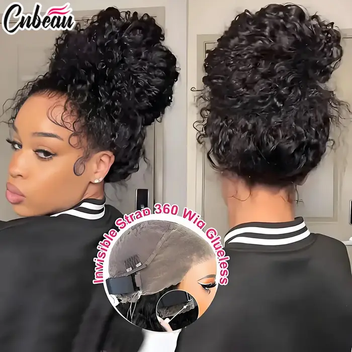 250% 18-36 pouces Invisi sangle 360 pleine perruque de dentelle eau profonde bouclée 100% cheveux hu