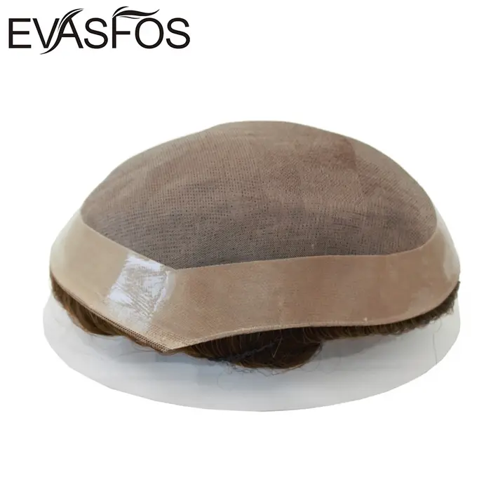 Perruque toupet de cheveux humains naturels pour hommes