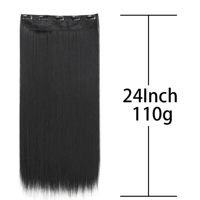 Extensions capillaires synthétiques longues et lisses de 24 pouces, postiche Invisible une pièce à 5