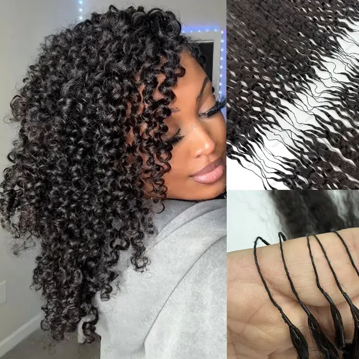 Extensions de cheveux bouclés crépus en plumes, extensions de cheveux au crochet sans nœuds pré-sépa