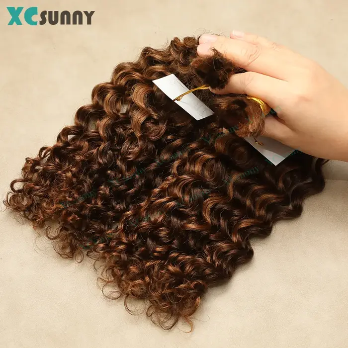 Couleur 4 30 cheveux humains en vrac pour tresser Extensions