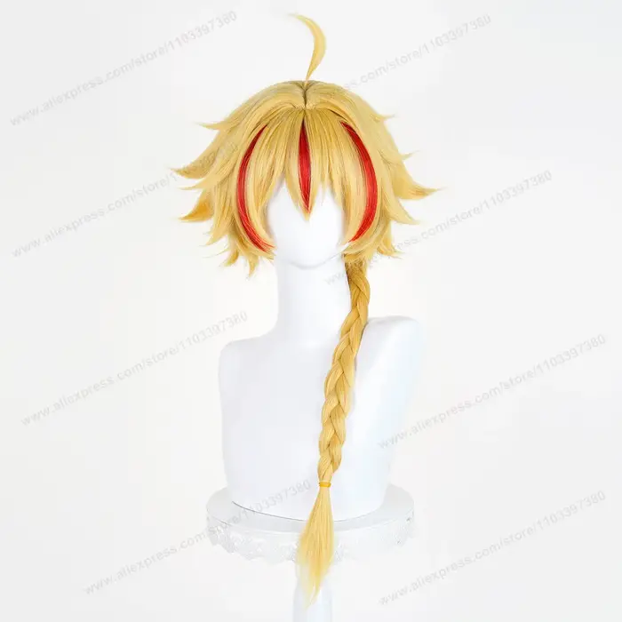 Perruque de Cosplay Lion Heart Richard, 70cm de long, perruques rouges dorées pour hommes, perruque 