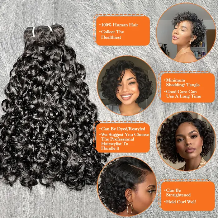 Pixie Curl cheveux paquets avec fermeture cheveux bouclés profonds cheveux bruts brésiliens tissage 