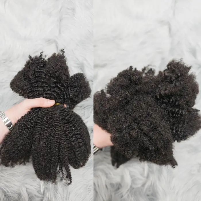 4C Afro crépus bouclés vierge cheveux humains 16 "Extensions