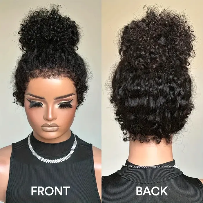 Perruques bouclées en cheveux humains Lafino Invisi Strap Deep Curly Wave 360 Full HD Lace Front, Pe