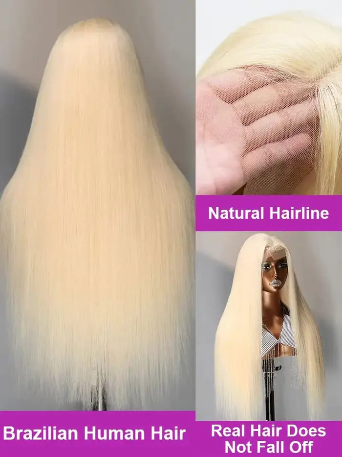 Perruque Blonde droite 613 Hd dentelle frontale perruque 13X6 13X4 Transparent brésilien droite dent