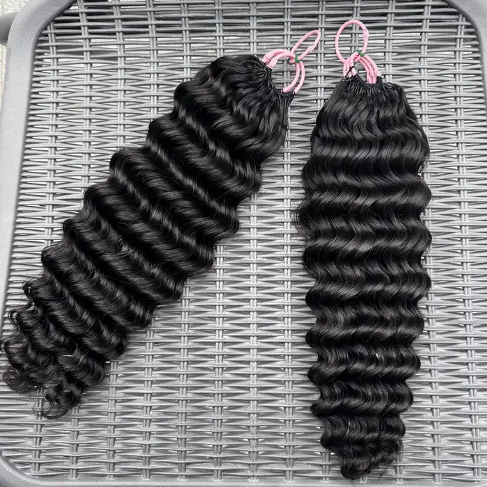 Extensions de cheveux au Crochet de vague profonde crépus bouclés Crochet cheveux humains sans noeud