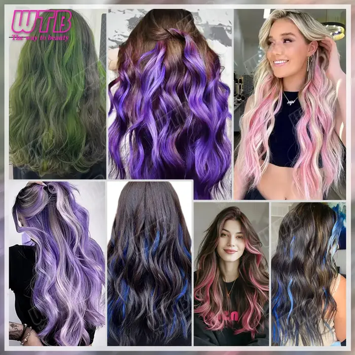 Extensions de cheveux synthétiques colorées avec clip BB