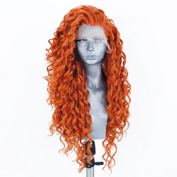 RONGDUOYI – perruque Lace Front Wig synthétique Orange