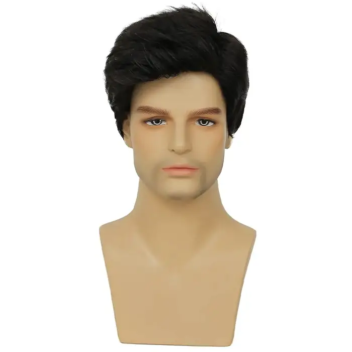 Perruque synthétique pour hommes cheveux courts perruques de remplacement