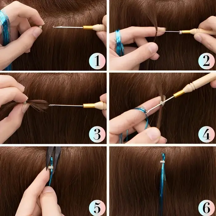 Kit professionnel d'extensions capillaires : mini-élastiques colorés