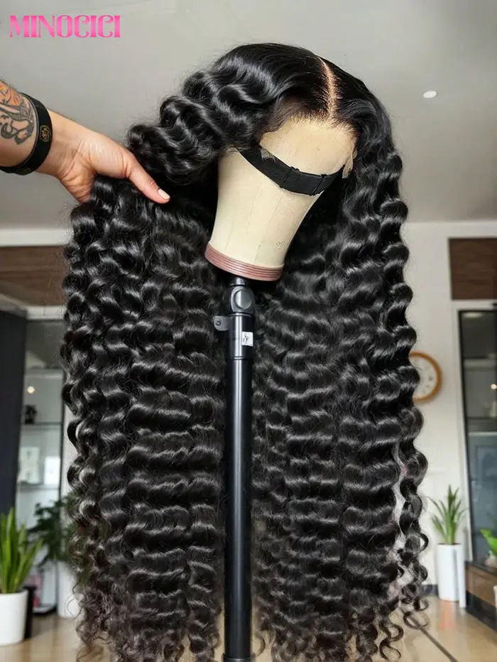 Perruques Lace Front HD Loose Deep Wave en Cheveux Humains Noirs Naturels Pré-Pluckées avec Baby Hai