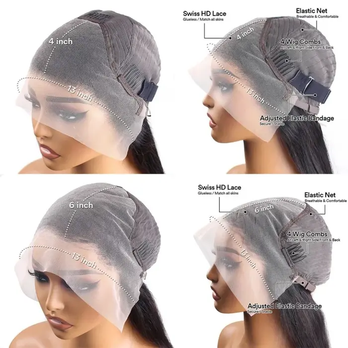 Perruques de cheveux humains de vague de corps 13x6 Hd perruques frontales de dentelle 220 densité 4