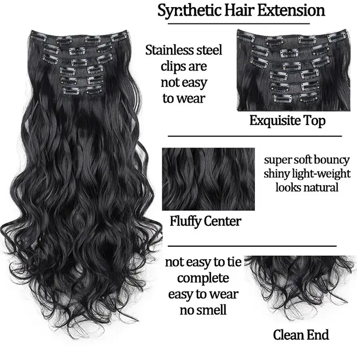WIGSIN 24 pouces synthétique longue ondulée bouclés Extensions de cheveux postiches accessoires