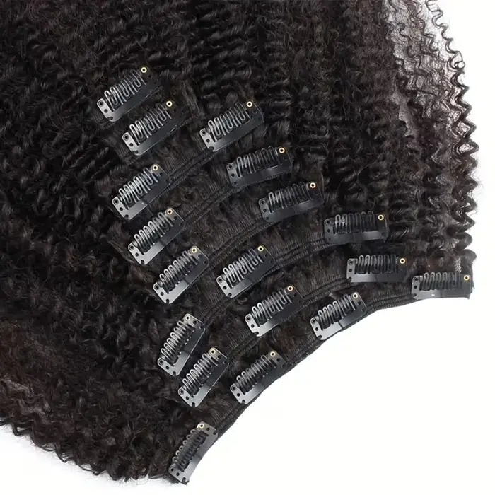 Extensions de cheveux humains bouclés afro crépus à clipser