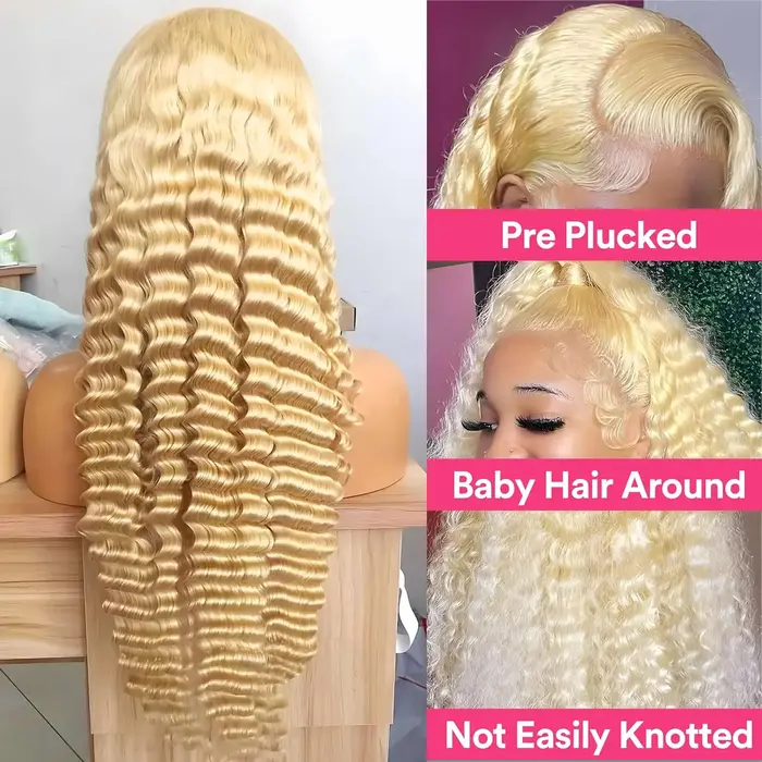 30 pouces 613 dentelle avant perruque cheveux humains Blonde perruque cheveux humains 613 vague prof