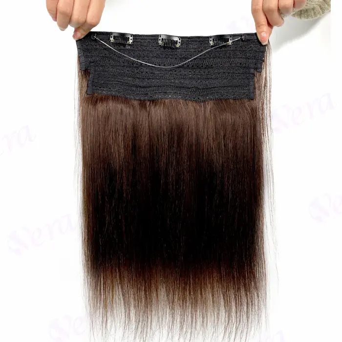 Extensions de Cheveux Humains Longs Bruns Foncés à réinitialisation