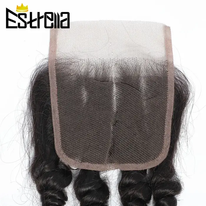 Mèches Brésiliennes Naturelles Bouclées avec Closure, Cheveux Humains, Rebondissants, 4x4, 3 Lots