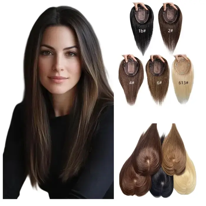 Postiche pour femmes, cheveux humains