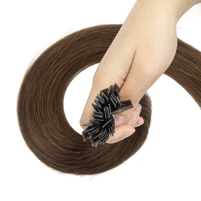 Extensions de cheveux humains blond platine à pointe plate