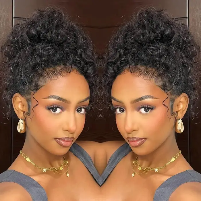 Perruque Cheveux Humains Bouclés Effet Vague d'Eau 18-36 pouces, Densité 250, avec Sangle Invisible 