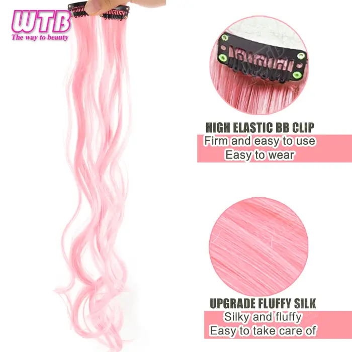 Extensions de cheveux synthétiques colorées avec clip BB