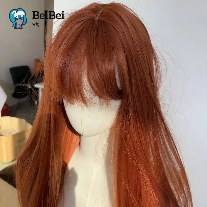 Perruque de fête de Cosplay longue et lisse au gingembre