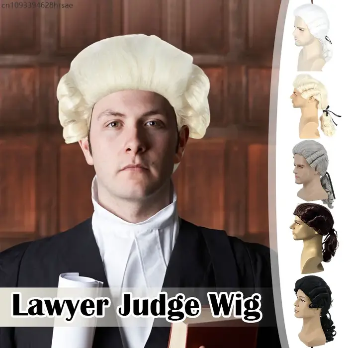 Perruque bouclée de Cosplay baroque pour avocat