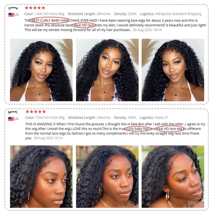 250 densité 13x6 Hd Afro crépus bouclés perruque 100% cheveux humains 13x4 4c bords frontale vague p