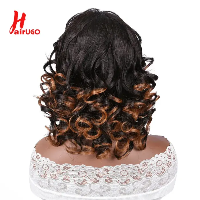 HairUGo-Perruques de cheveux humains bouclés sans colle pour femmes