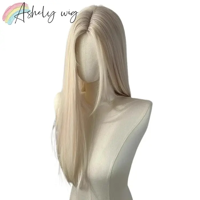 Perruque blonde longue droite pour femme