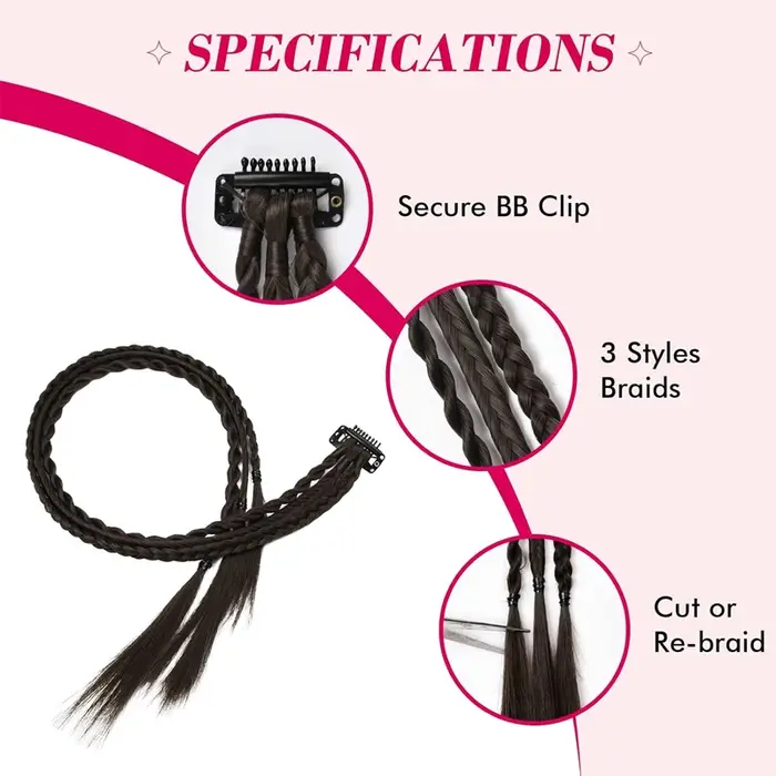 1 pièce Extension de cheveux tressée à clipser