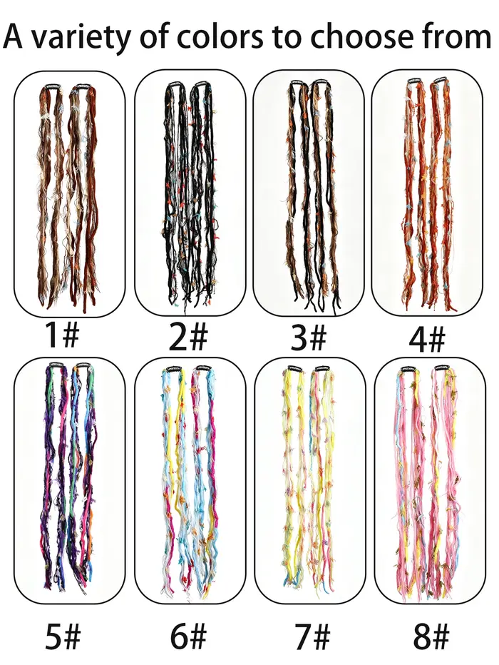 Extensions de cheveux tressées à la main colorées de 24 pouces, à clipser, en cheveux naturels, dreadlocks, accessoires de cheveux bohèmes