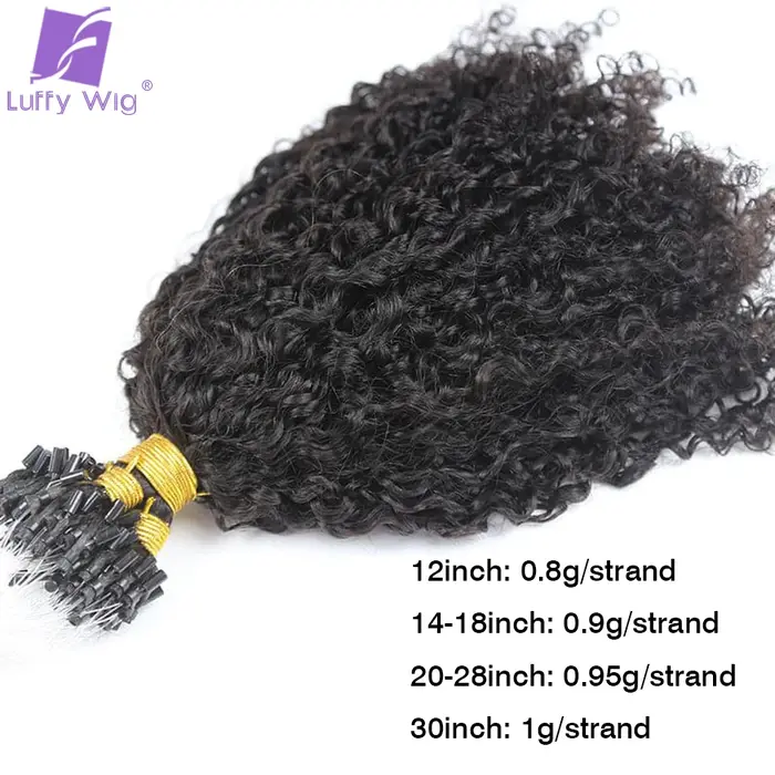 Double proximité Wn Afro Kinky Curly Micro Links Extensions de Cheveux Humains