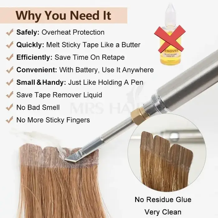 Dissolvant de ruban adhésif électrique pour extensions de cheveux