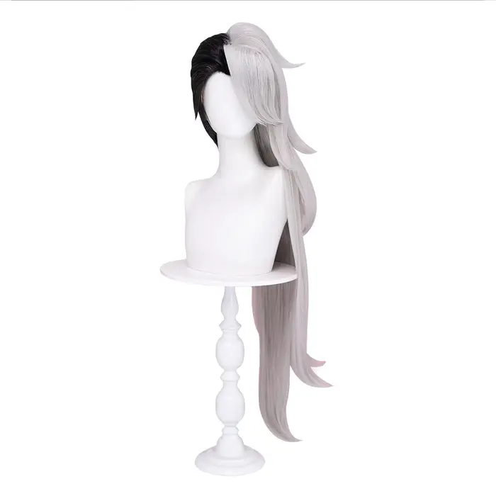 Loona perruque Anime Cosplay dokidoki femmes 90 cm de Long argent-gris noir cheveux