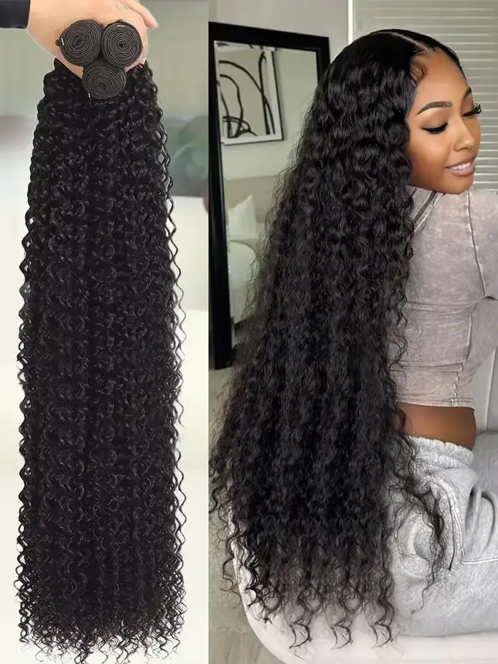 Extensions de cheveux humains Deep Wave, mèches bouclées 12A, 22, 24, 26 pouces, effet mouillé et on