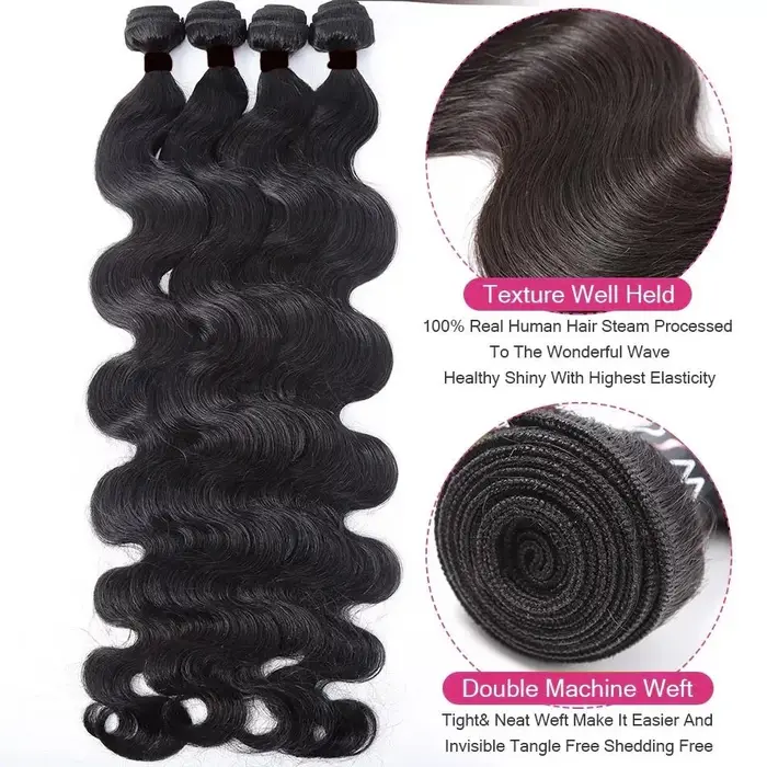 Extensions de cheveux humains 100% Remy avec closure en dentelle 4x4 5x5, mèches de cheveux humains 