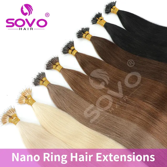 Extensions de cheveux naturels Nano Ring Remy lisses