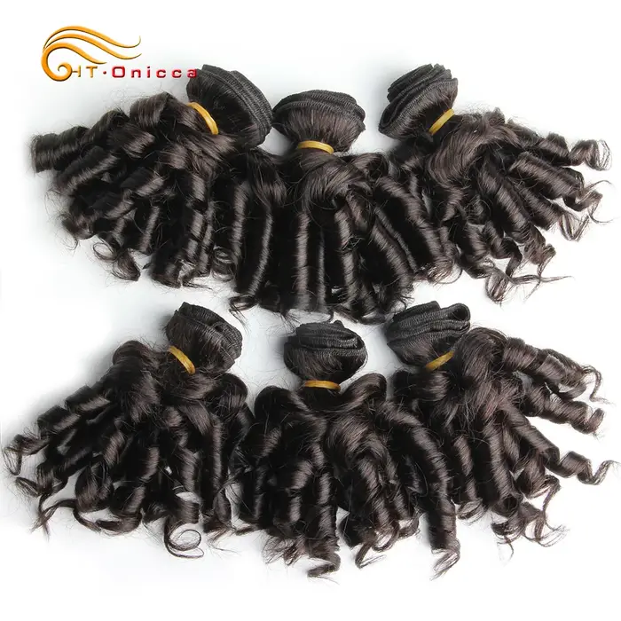 Htonicca-Extensions de Cheveux Brésiliens Naturels Courts Bouclés